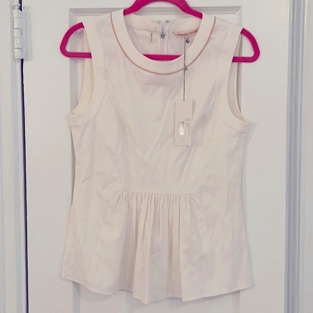 Rebecca Taylor White Sleeveless Peplum Top